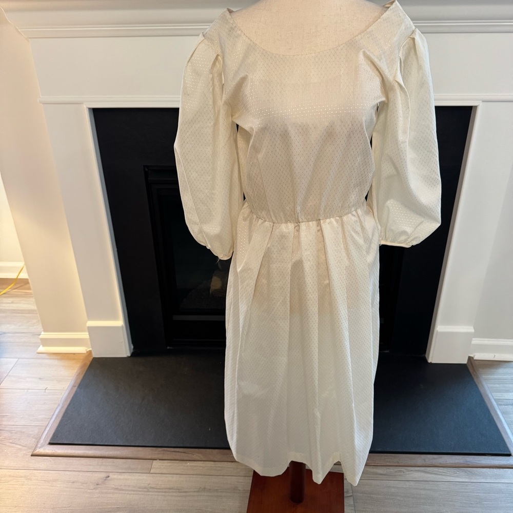 Vintage 1970s Jerell of Texas Ivory Swiss Dot Midi Dress – Size 7